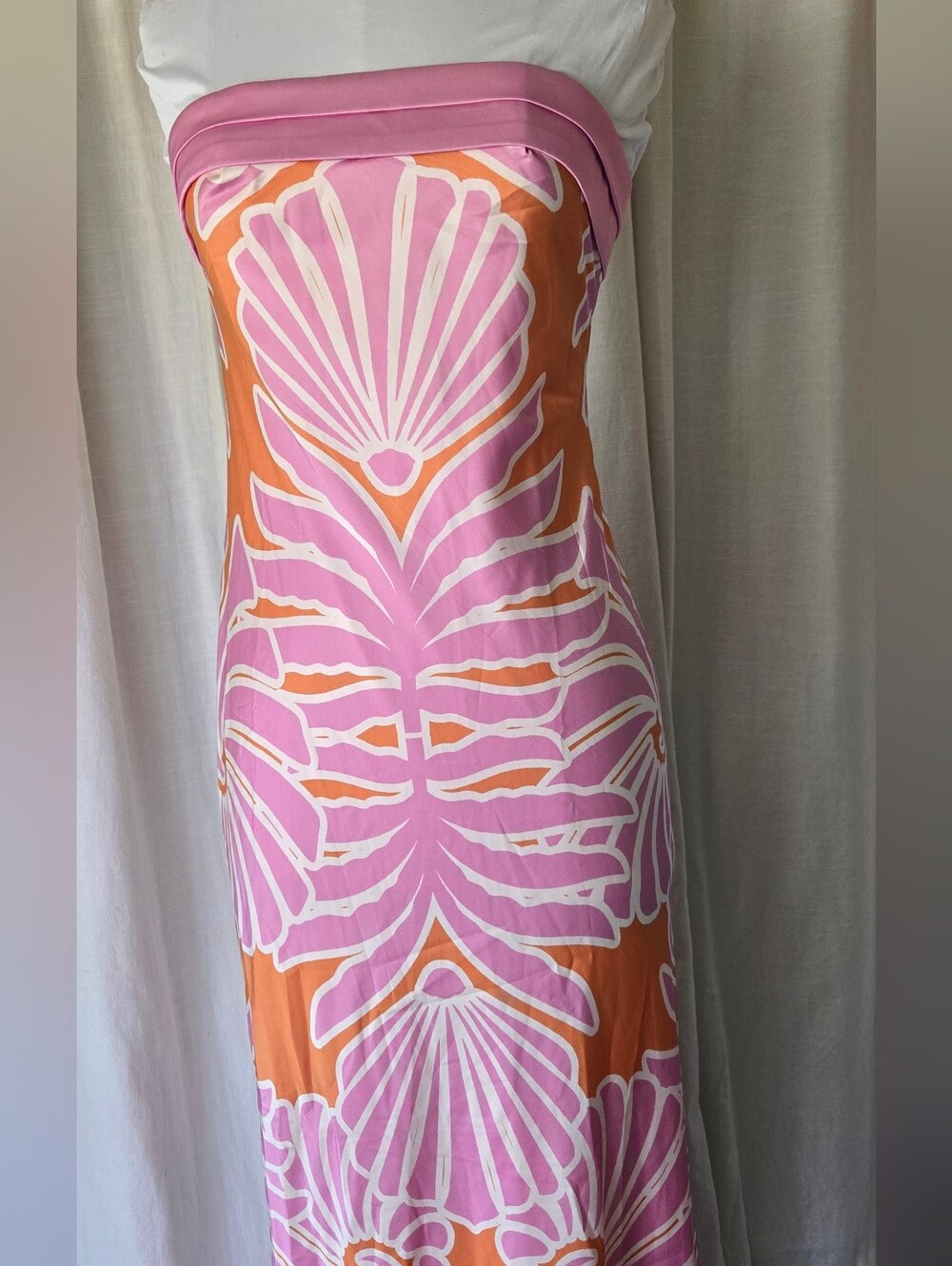 Strapless Pink Shell-Print Maxi Dress - Picture 4 of 6